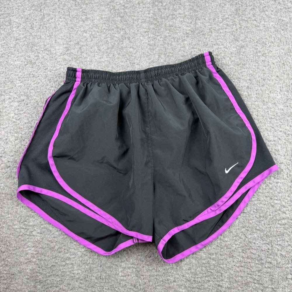 Nike Dri-FIT Tempo Running Shorts Womens Small Black Purple Athletic Gym Workout